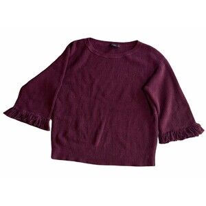J.Crew Women’s Burgundy Ribbed Short Sleeve Top Size S Cotton Crewneck